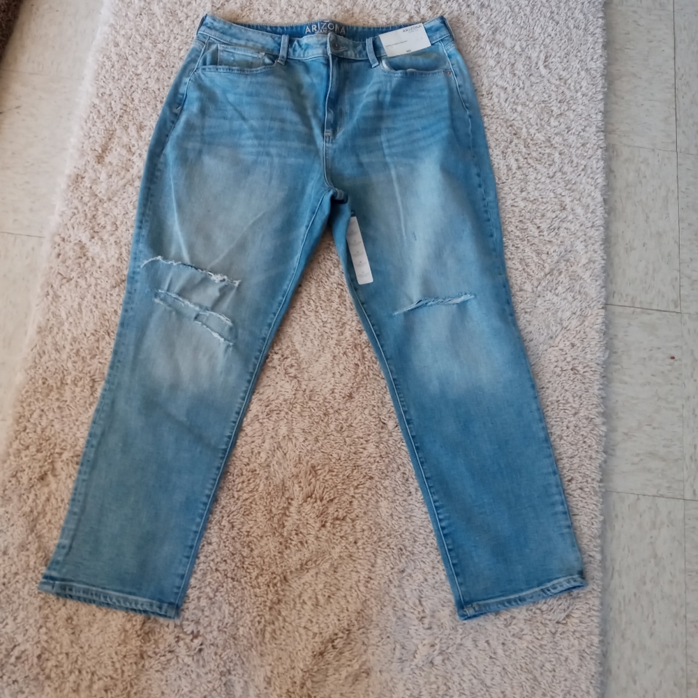 High waisted distressed plus jeans straight leg